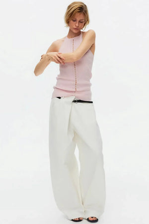 Lyocell Lace-Up Ribbed Vest