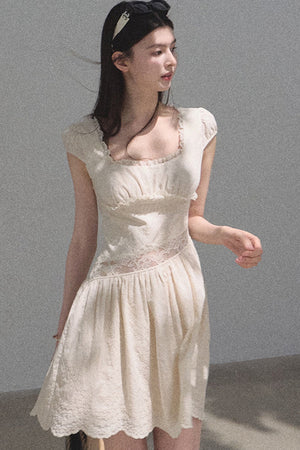Lyocell Lace Waist-Cinching Dress