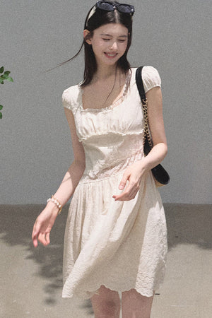 Lyocell Lace Waist-Cinching Dress