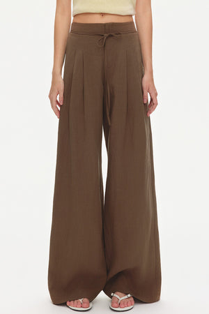 Lyocell Linen Blend Wide-Leg Pants