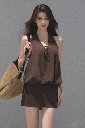 Lyocell Linen Halter Dress