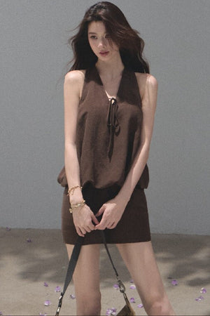 Lyocell Linen Halter Dress