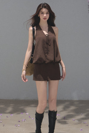 Lyocell Linen Halter Dress