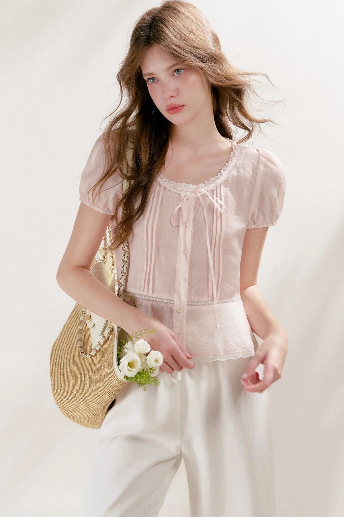Lyocell Linen Lace Blouse