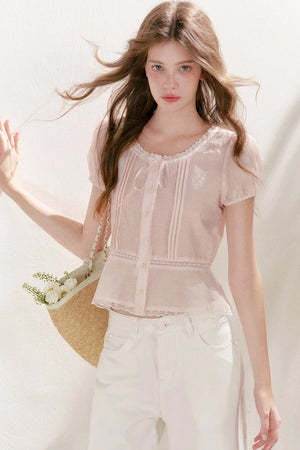 Lyocell Linen Lace Blouse
