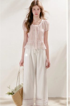 Lyocell Linen Lace Blouse