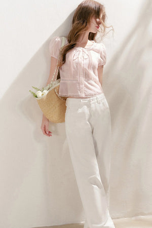 Lyocell Linen Lace Blouse