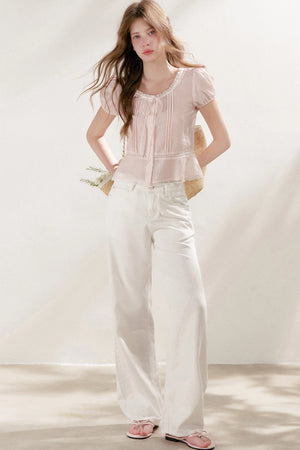 Lyocell Linen Lace Blouse