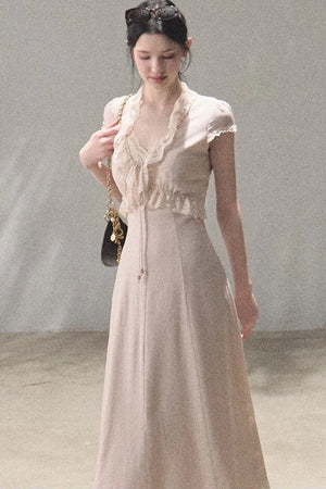 Lyocell Linen Lace Dress Set