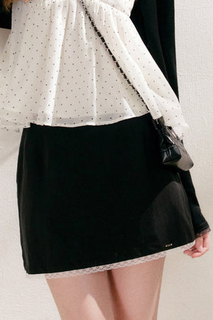Lyocell Linen Ruffle Bow V-Neck Top and Skirt Set-Up