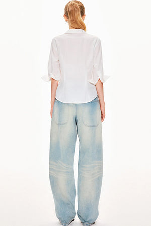 Lyocell Linen V-Neck Blouse