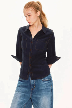 Lyocell Linen V-Neck Blouse