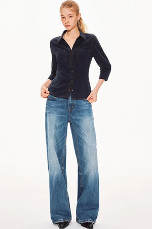 Lyocell Linen V-Neck Blouse