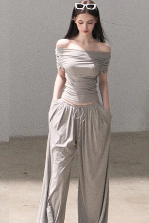 Lyocell Off-Shoulder Two-Piece Set-Up
