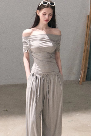 Lyocell Off-Shoulder Two-Piece Set-Up