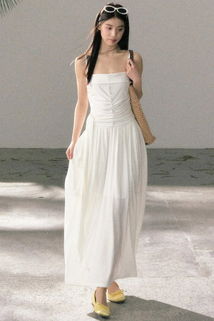 Lyocell Pleated Strap Dress