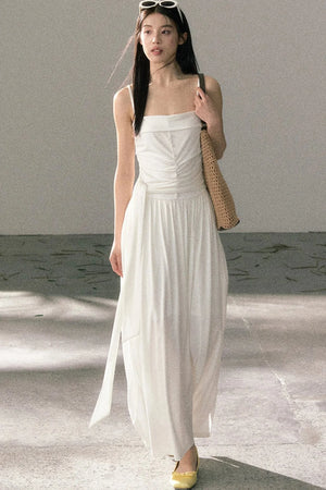 Lyocell Pleated Strap Dress