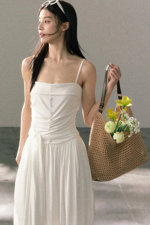 Lyocell Pleated Strap Dress