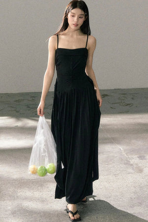 Lyocell Pleated Strap Dress