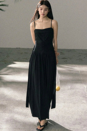 Lyocell Pleated Strap Dress