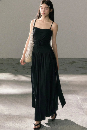 Lyocell Pleated Strap Dress