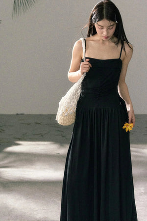 Lyocell Pleated Strap Dress