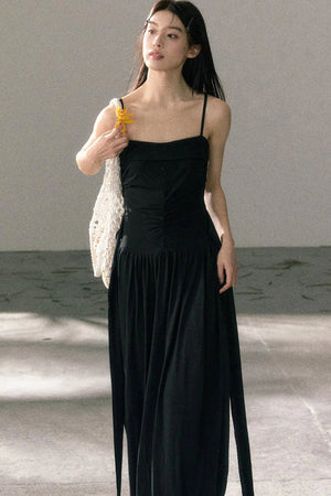 Lyocell Pleated Strap Dress