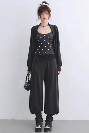 Lyocell Polka Dot Cardigan Camisole Set-Up