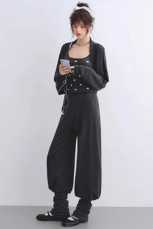 Lyocell Polka Dot Cardigan Camisole Set-Up