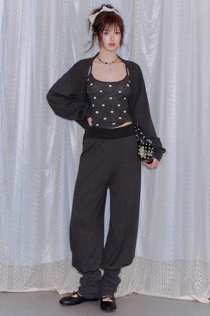 Lyocell Polka Dot Cardigan Camisole Set-Up