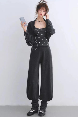 Lyocell Polka Dot Cardigan Set-Up