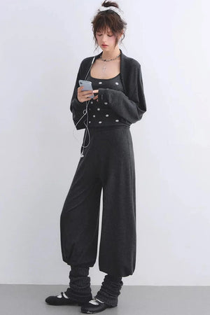 Lyocell Polka Dot Cardigan Set-Up