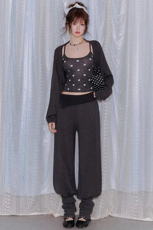 Lyocell Polka Dot Cardigan Set-Up