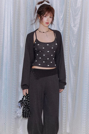 Lyocell Polka Dot Cardigan Set-Up
