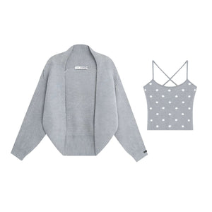 Lyocell Polka Dot Cardigan Set-Up