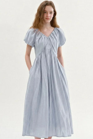 Lyocell Puff Sleeve Dress