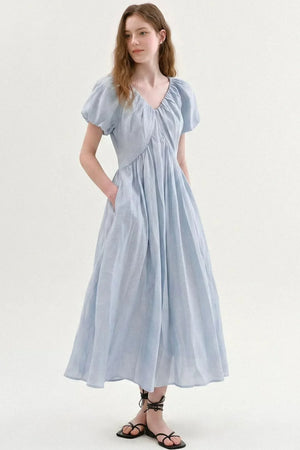 Lyocell Puff Sleeve Dress