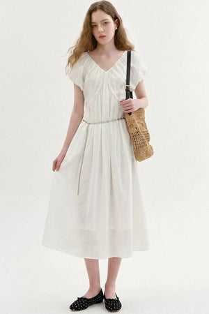 Lyocell Puff Sleeve Dress