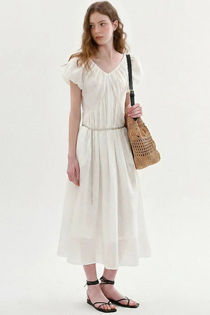 Lyocell Puff Sleeve Dress