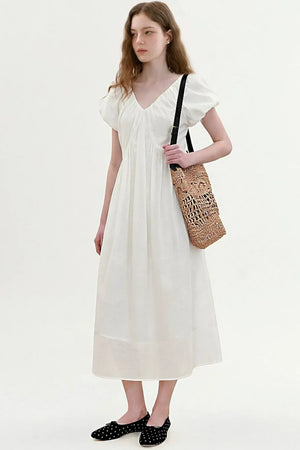 Lyocell Puff Sleeve Dress