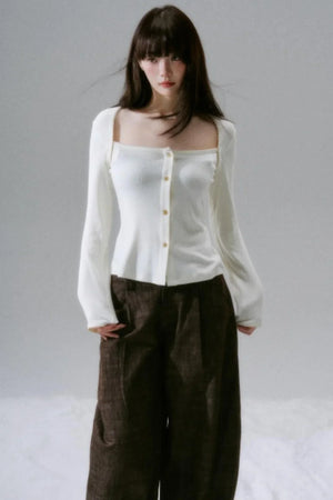 Lyocell Rabbit Fur Long-Sleeve Top