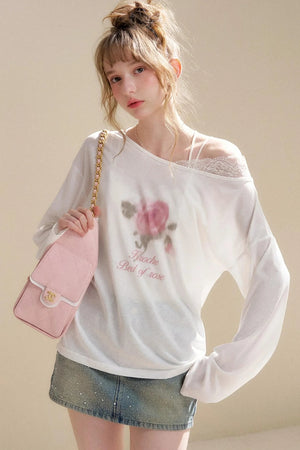 Lyocell Rose Off-Shoulder Blouse