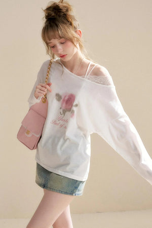 Lyocell Rose Off-Shoulder Blouse