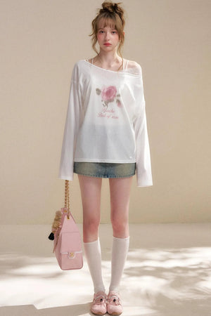 Lyocell Rose Off-Shoulder Blouse