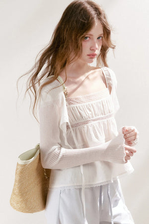 Lyocell Ruffled Tie-Front Cardigan