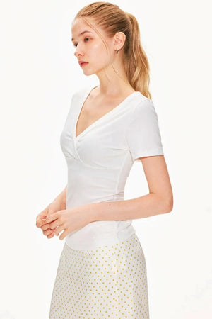 Lyocell Slim-Fit V-Neck Top