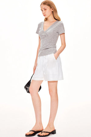 Lyocell Slim-Fit V-Neck Top