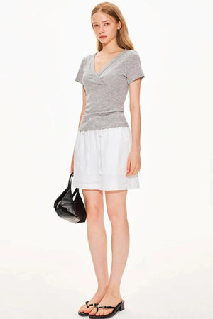 Lyocell Slim-Fit V-Neck Top