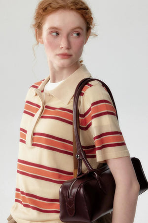 Lyocell Striped Polo Top