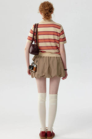 Lyocell Striped Polo Top
